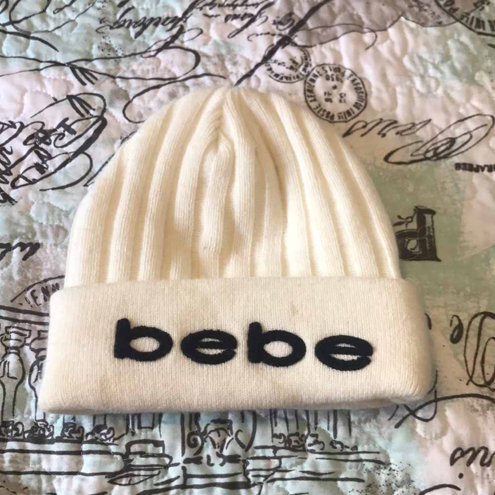 White and black Bebe hat REAL